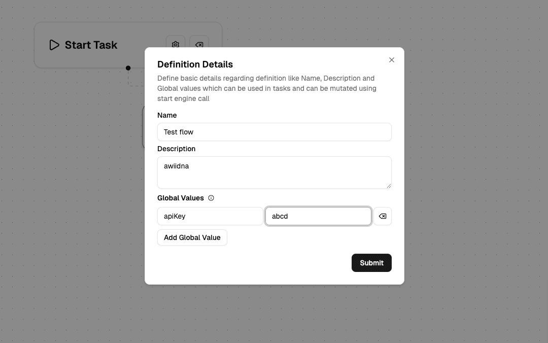 Create Definition Setting Dialog