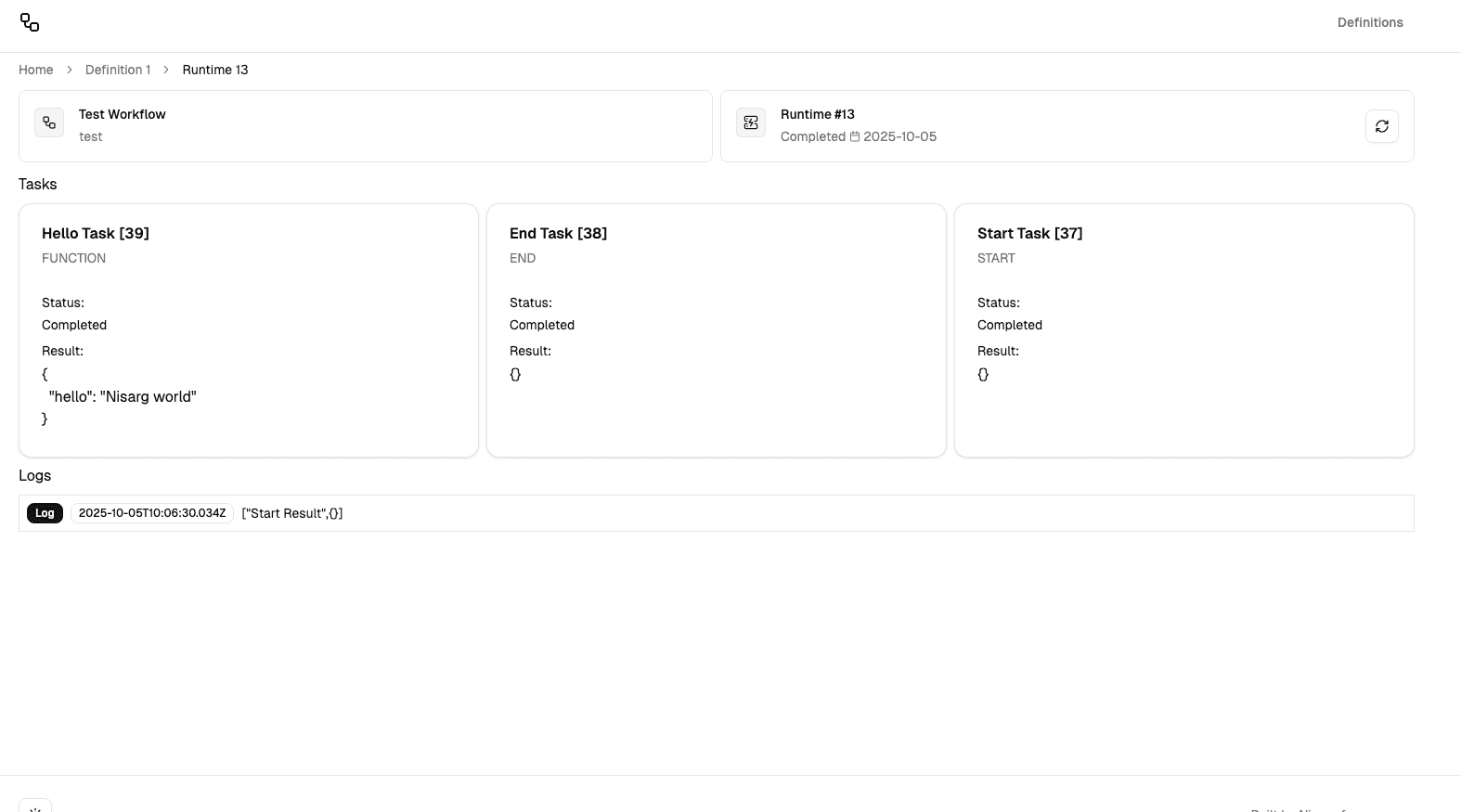 Definition Runtime Detail